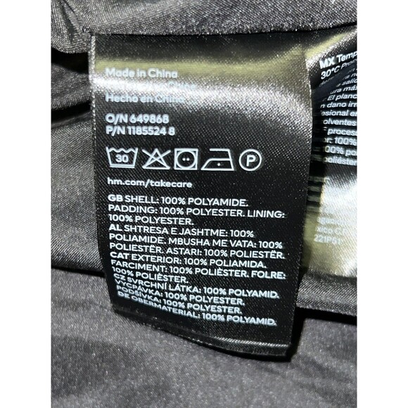 H&M Divided Puffer Jacket Womens Large Winter Coat Colorblock Quilted Insulated - Picture 9 of 9